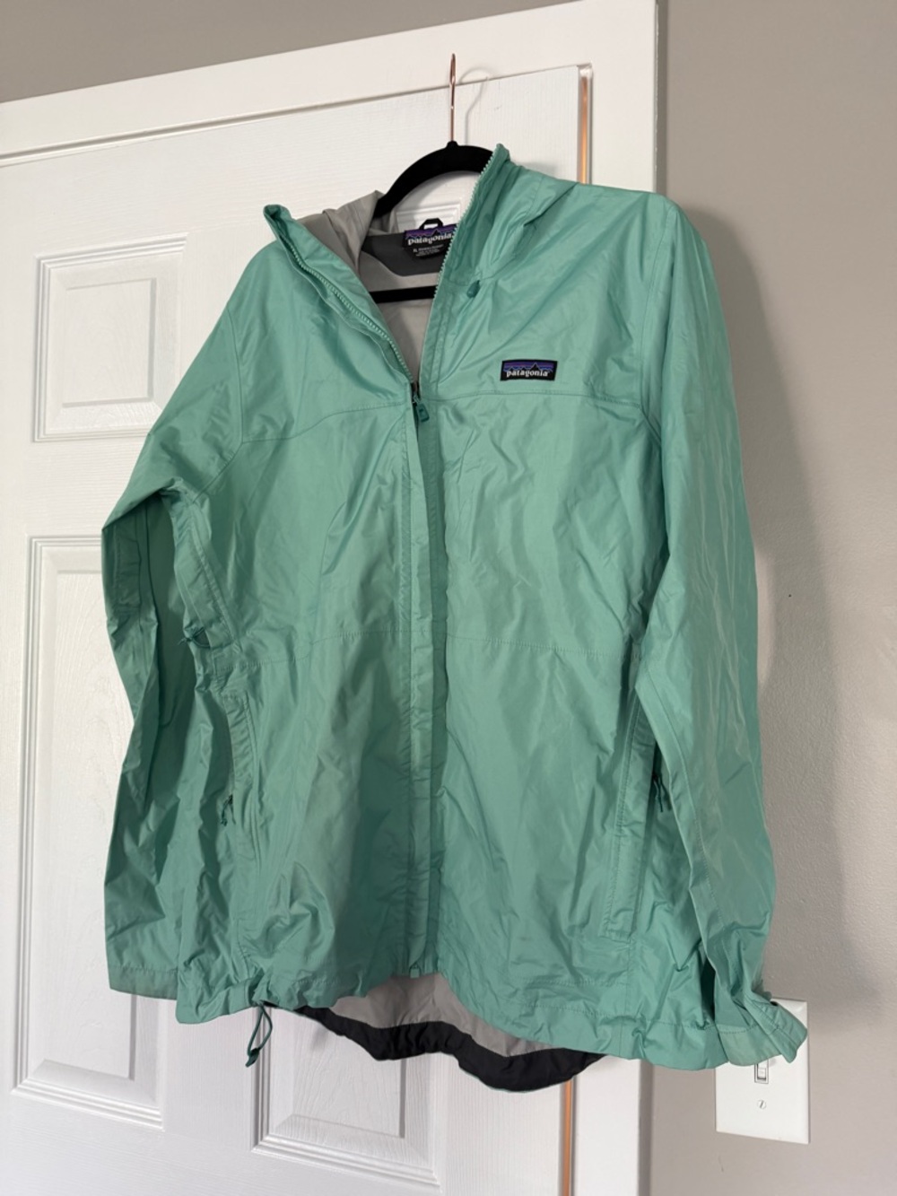 Patagonia Teal Green Windbreaker Rain Zip Up Hoodie Jacket Outdoor Camping - Picture 5 of 8